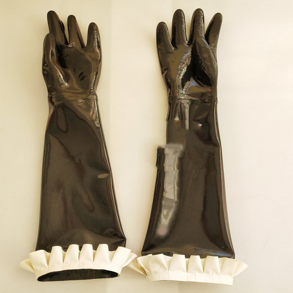 Nye Elegante Latex Lange Handsker med Kniplinger