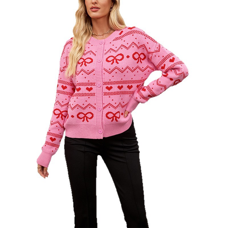 Valentine's Day Cardigan Heart Knitted Coat Sweater