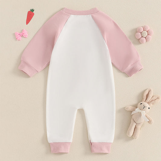 Outdoor Cartoon Color-Block Long-Sleeve Romper Jumpsuit