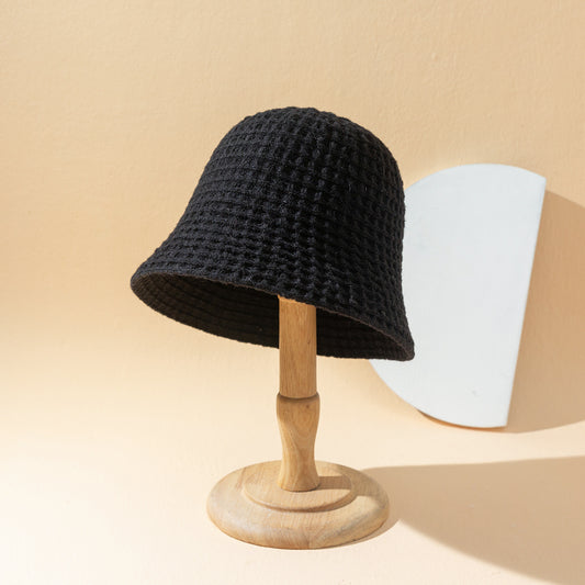Women's Autumn And Winter Pineapple Pattern Bucket Wool Blend Solid Color Simple Knitted Hat