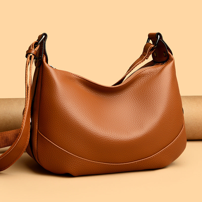 Milled Top Layer Cowhide Women's Shoulder Simple Crossbody