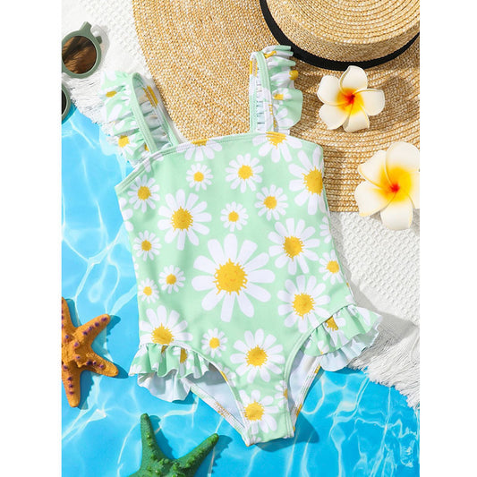 Girl's One-piece Swimming Suit Flower Print Cartoon