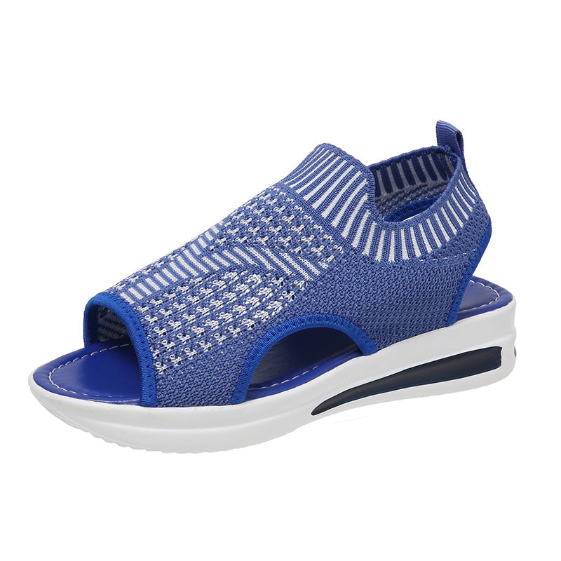 Blue Casual Plus Size Flyknit Sandals