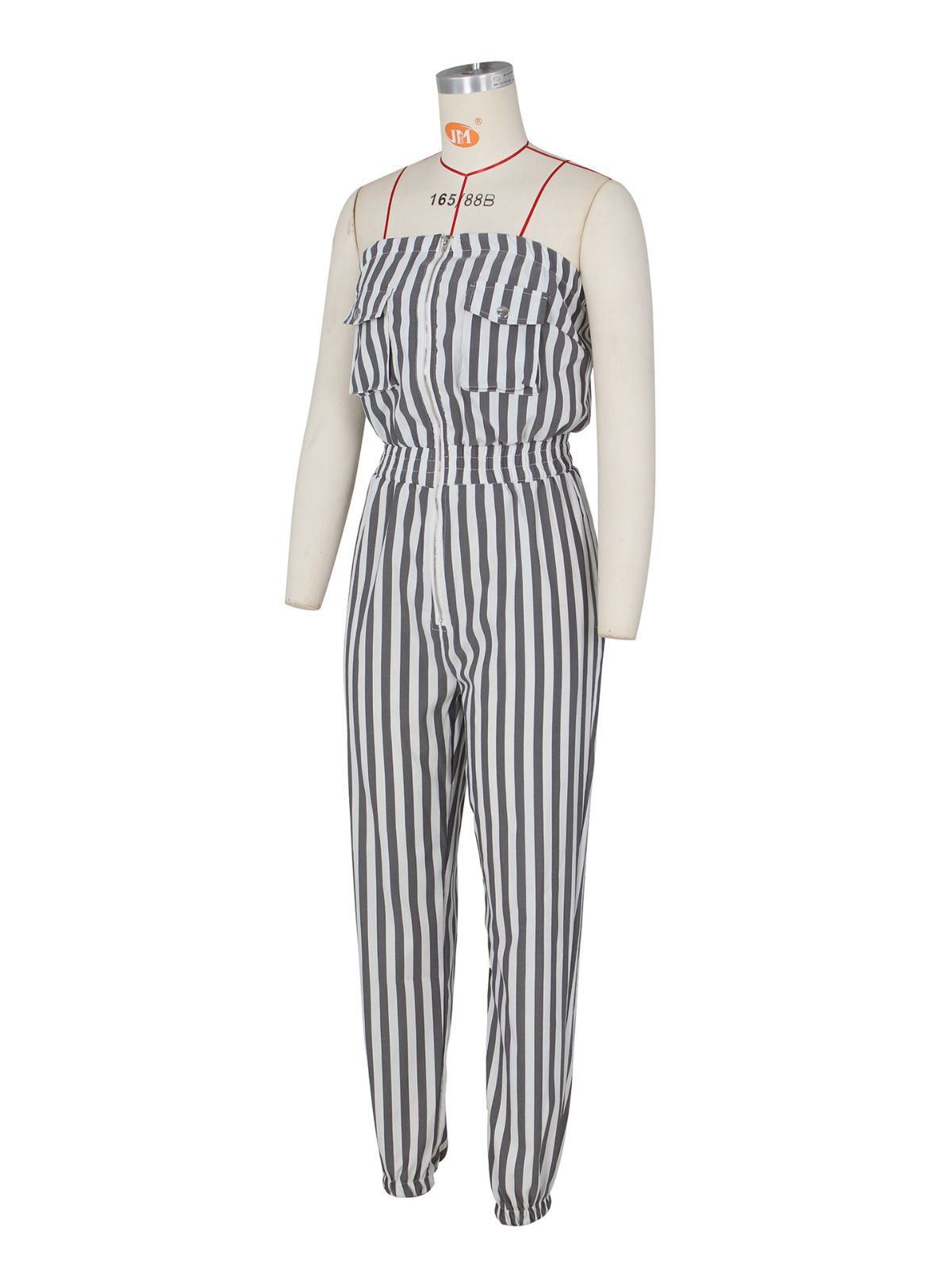 Fashion Ladies Striped Tube Top Jumpsuit