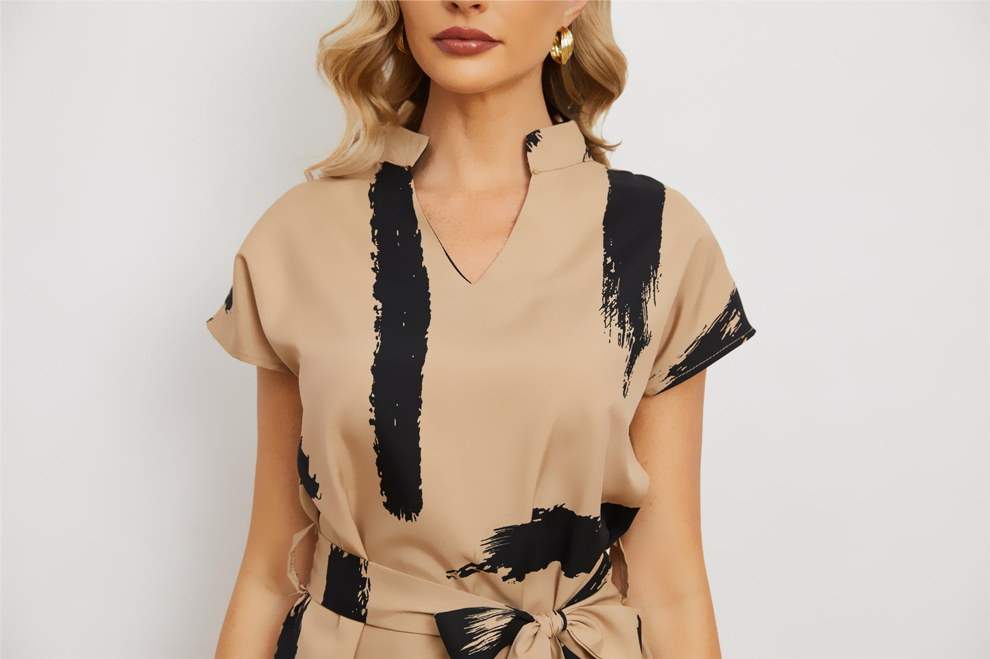 Women's Printed V-neck Retro Dress
