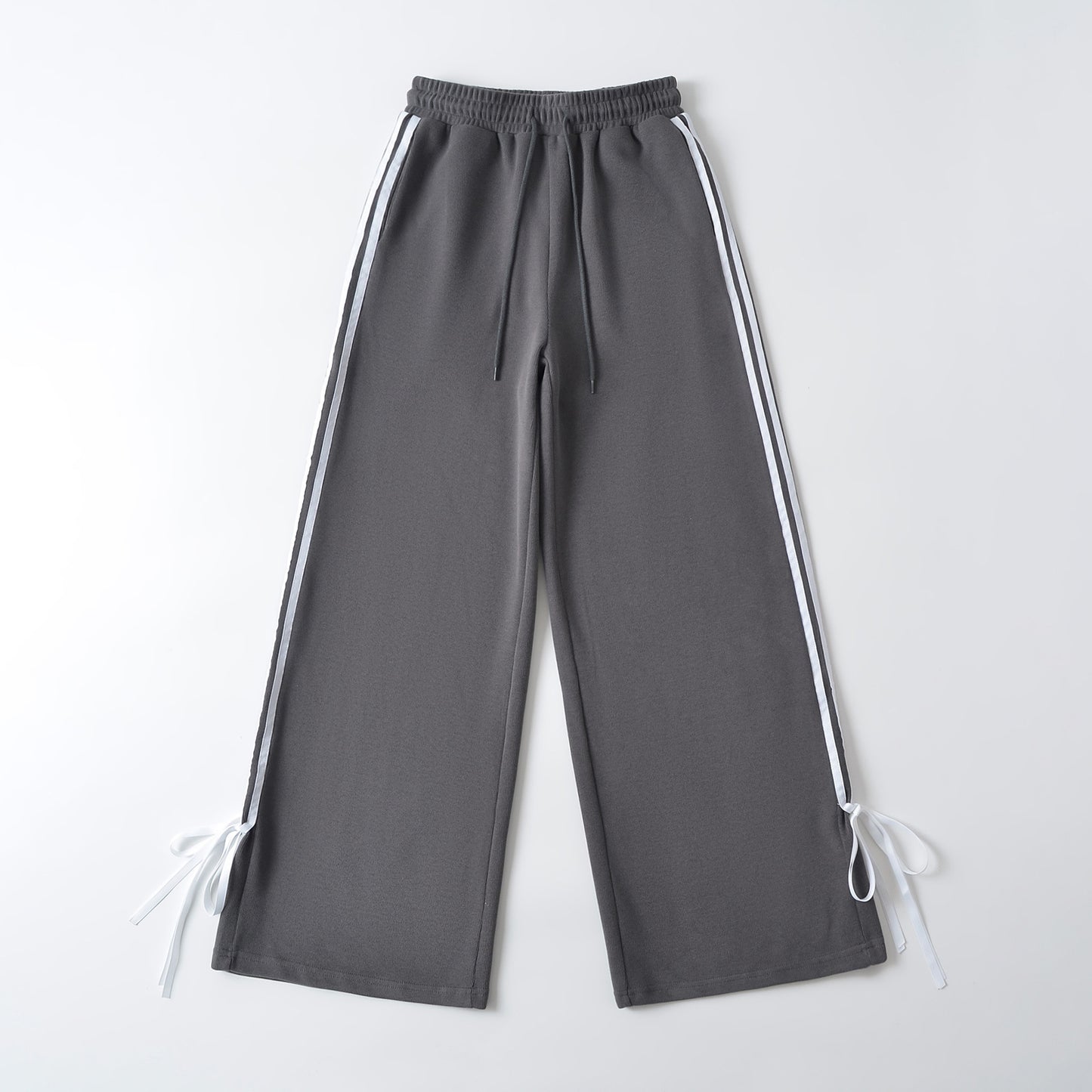 Girls Shopping Casual Side White Stripe Bow Sweatpants