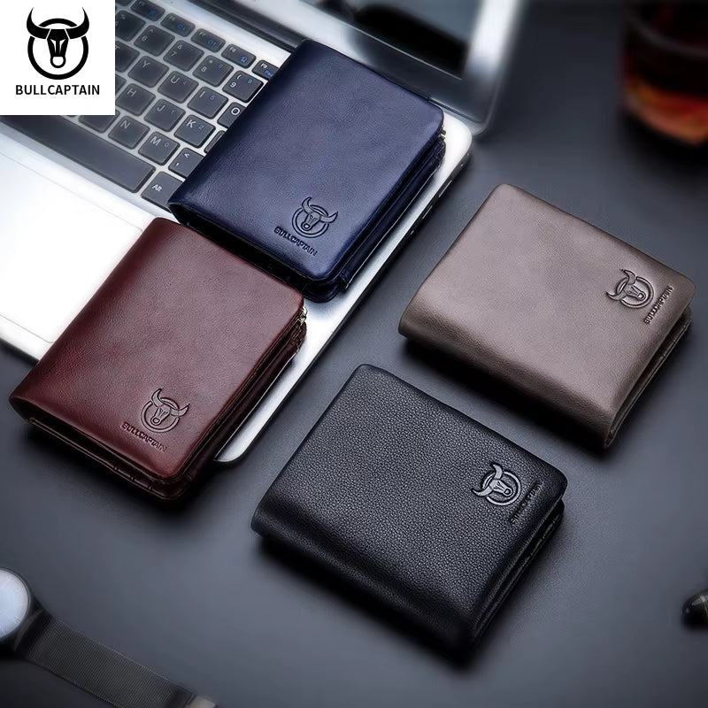 Brand Leather RFID Retro Wallet Men'S Small Zipper Wallet Card Bag Men'S Wallet Clutch