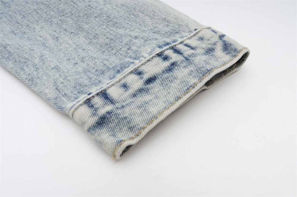 Spring And Autumn Stitching Contrast Color Washing Loose All-match Pu Handsome Denim Jacket