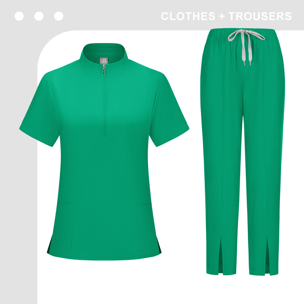 Solid-color Scrub Suit For Women