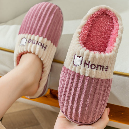 Couple's Warm And Non Slip Thick Soled Wool Slippers