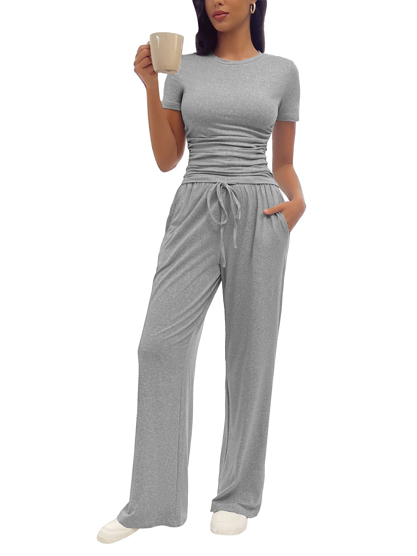 Women's Fashion Casual Pleated Short-Sleeve Set