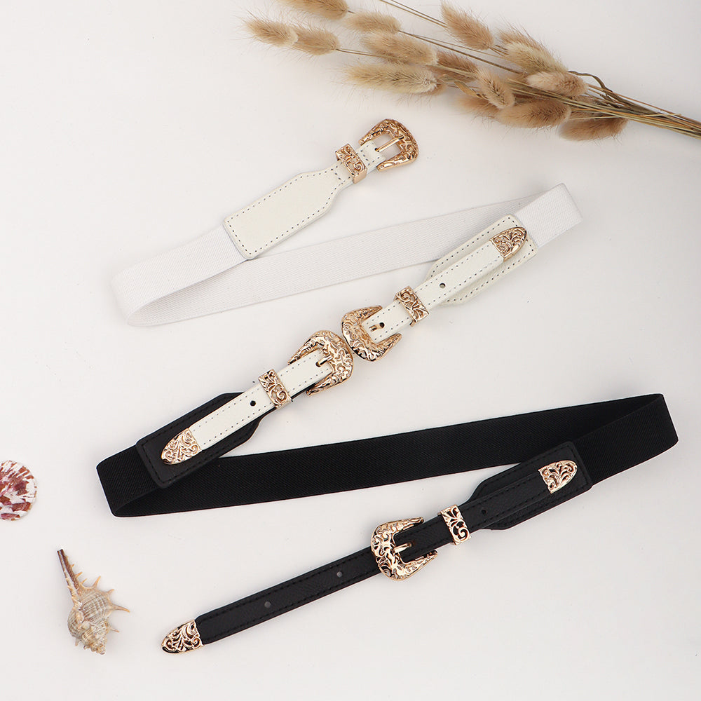 Retro Women's Thin Black Belt Decorative Coat Skirt Coat Fashion Hollowed Out Senior Sense Belt