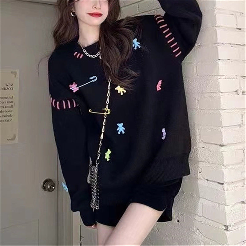 Idle Style Pin Plus Size Sweater Women's Autumn And Winter New
