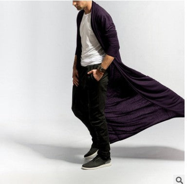 Slim Long Trench Coat Casual Fashion Solid Color Men'S Top