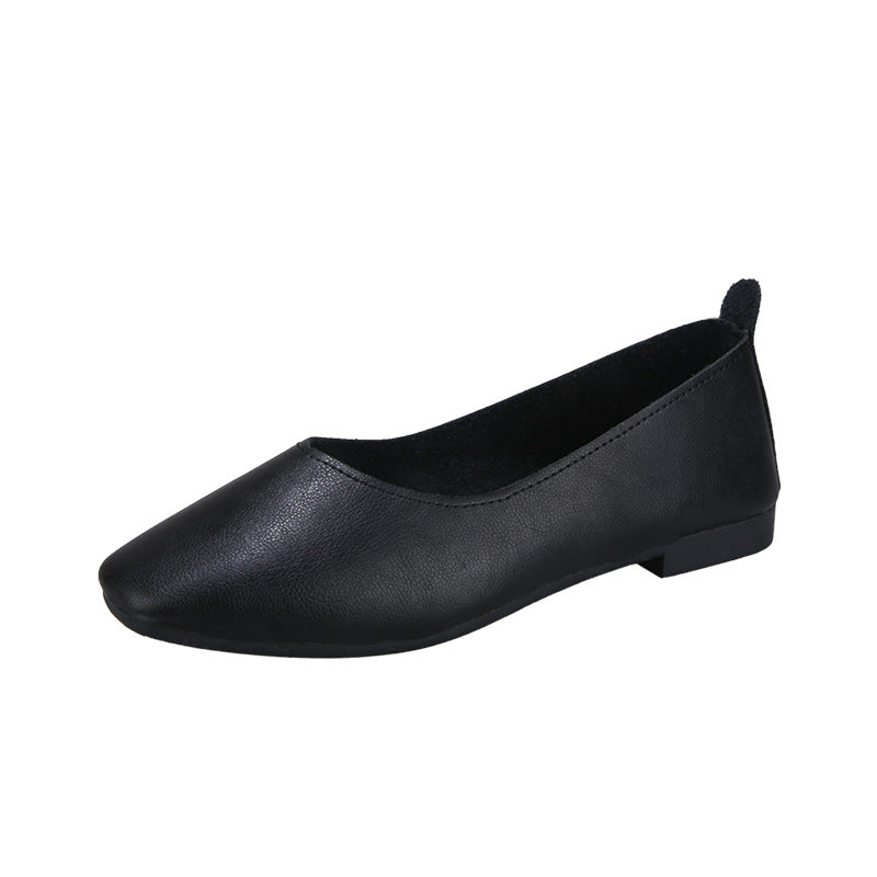 Women's Autumn Fashion Low-cut Square Toe Vintage Flat Shoes