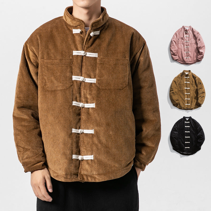 Men's Chinese Retro Stand Collar Buttoned Cotton Jacket