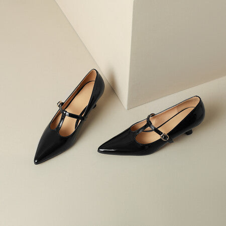 New Spring And Autumn Authentic Leather Square Toe Women's Shoes