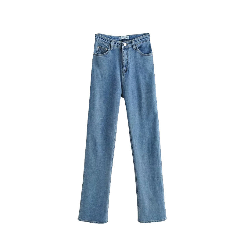 Retro Smalle Jeans med Høj Talje og Brede Ben Trend