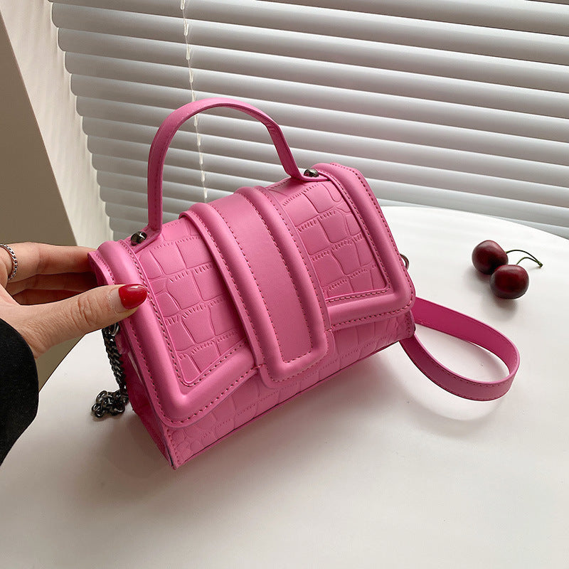 Indented Stone Hourglass Chain One Shoulder Crossbody Bag