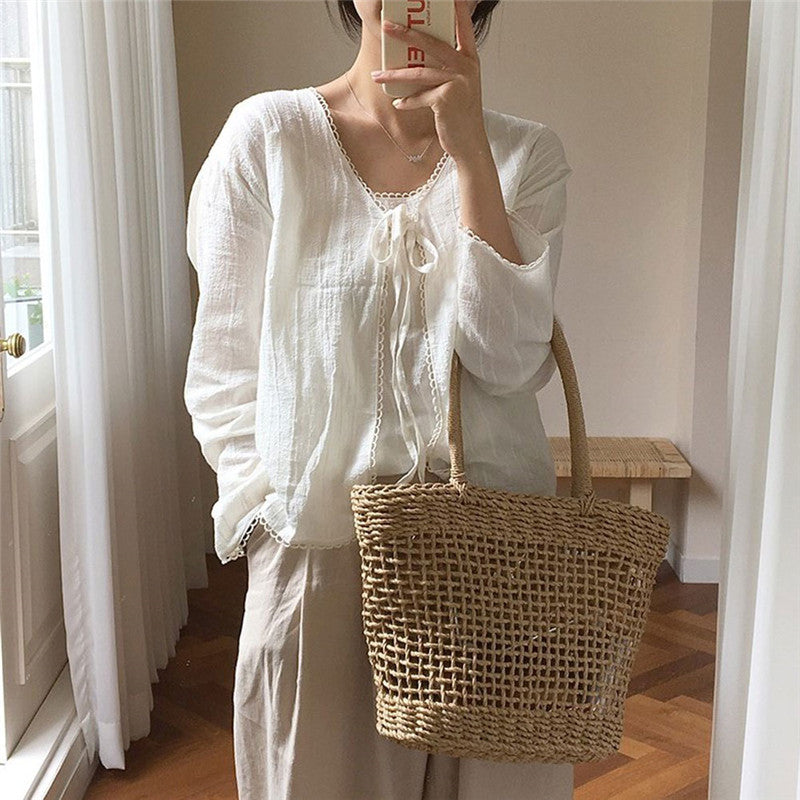 Fashion Simple Casual Hollow Straw Bag