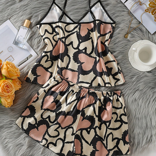Fashionable Womens Sleepwear Set With Imitation Silk Camisole And Stylish Print