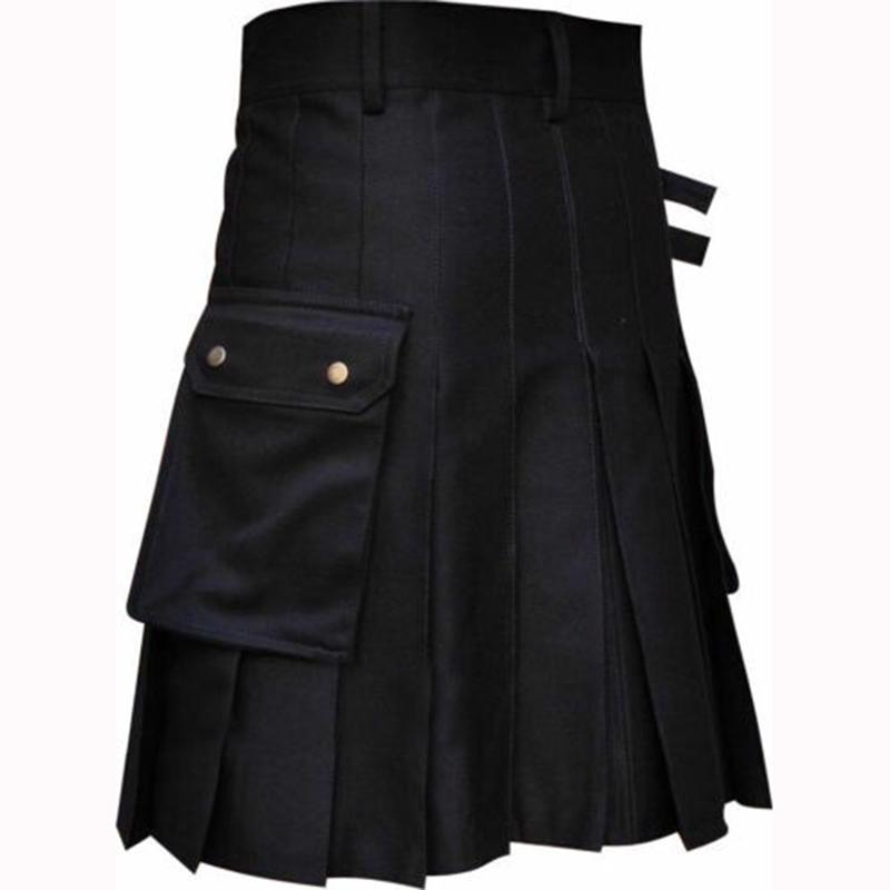 Festival Men's Solid Color Pocket Pleated Skirt