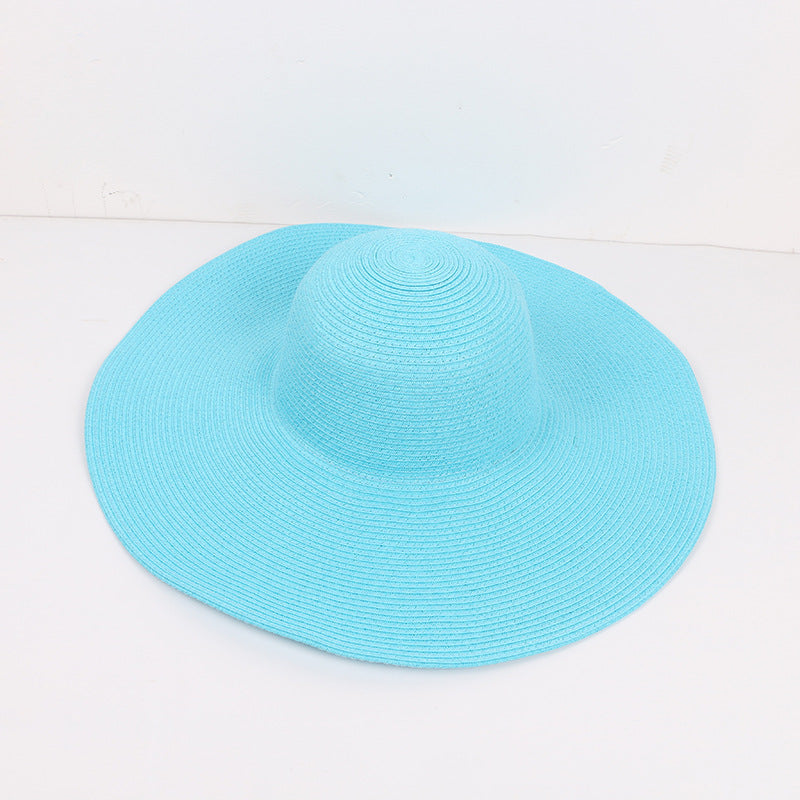 Women's Outdoor Large Brim Solid Color Straw Hat