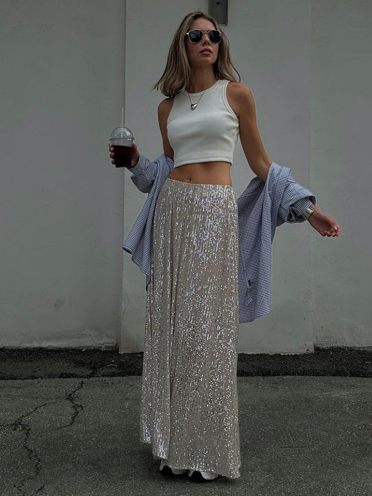 Women's Fashion Casual Simple Sequined Skirt