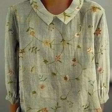 Loose Printed Crew Neck Casual Plus Size Women's Shirt