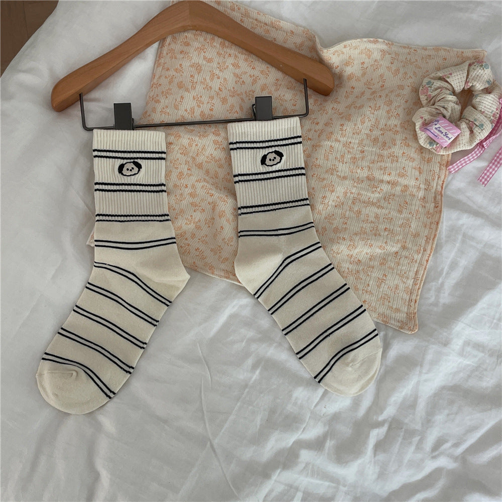 Cute Repair Hook Embroidered Children Tube Socks Autumn College Style