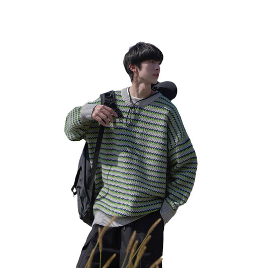 Factory Direct Supply Winter Men's And Women's Same Style Sweater Retro Temperament Striped Knitwear
