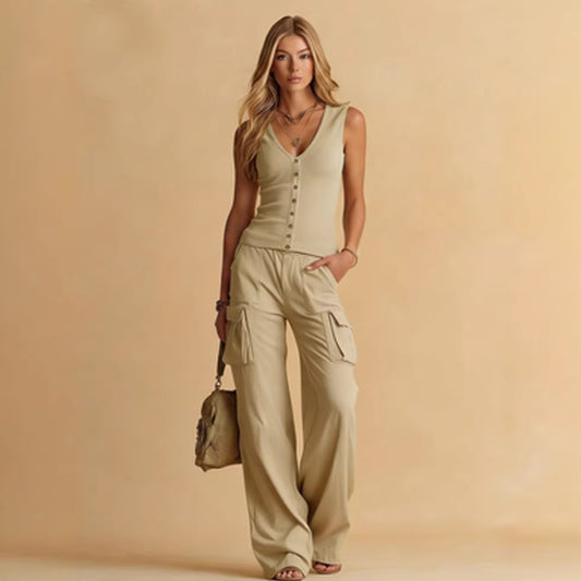 Womens Loose-fitting Pants And Top Set