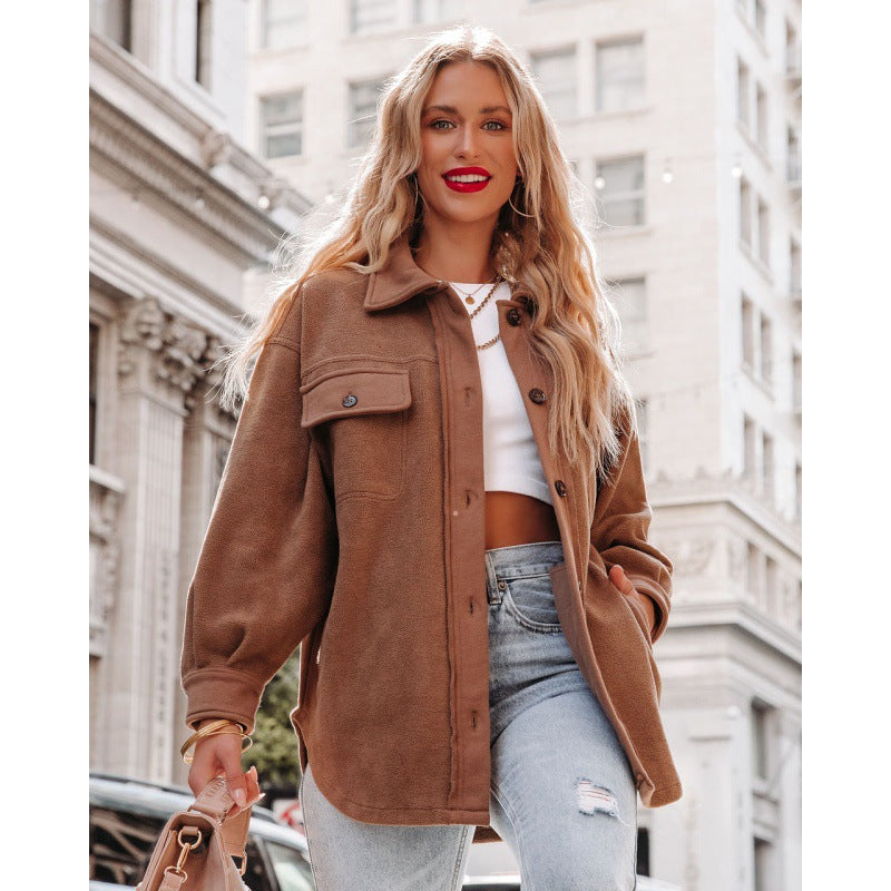 Medium And Long Lapel Style Casual Coat Women
