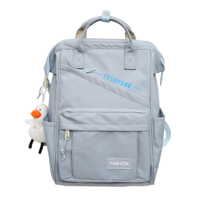 Solid Color Backpack Large Capacity Schoolbag