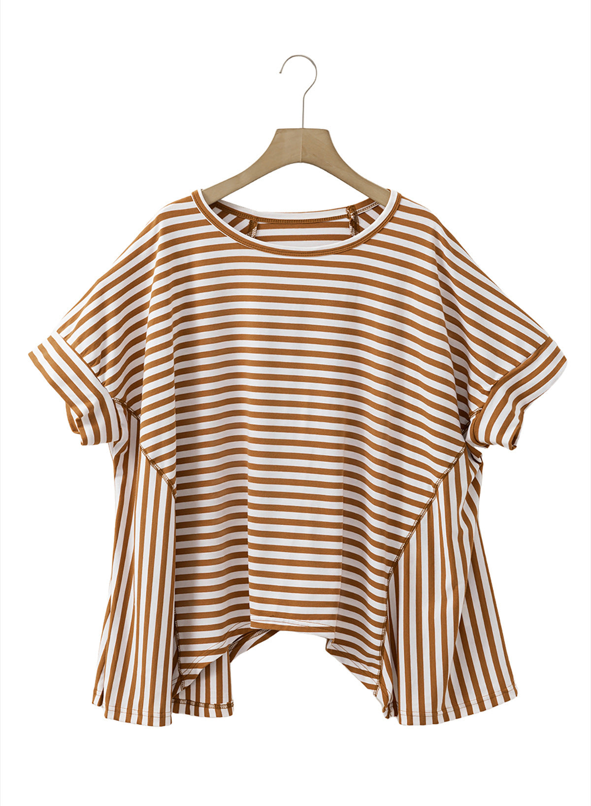 Round Neck Short Sleeve Pullover All-matching Striped Printed T-shirt