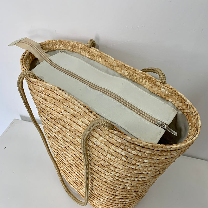 French Style Retro Large Capacity Straw Bag