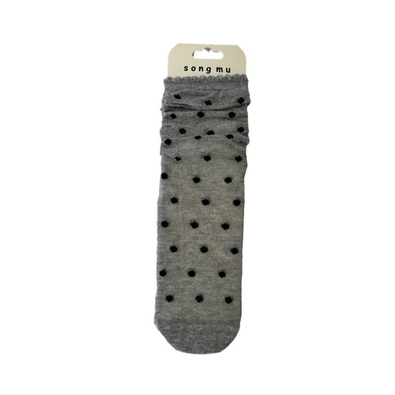 Thin Mesh Hollow Out Floral Bow Mid-calf Length Loose Socks Breathable Sweat Absorbing