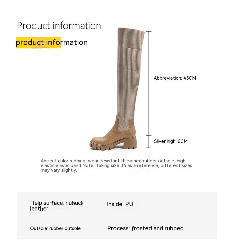Female British Style Chunky Heel Platform Boots