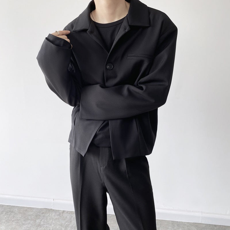 Simple Cold Style Short Jacket Polo Collar Solid Color High-grade Jacket