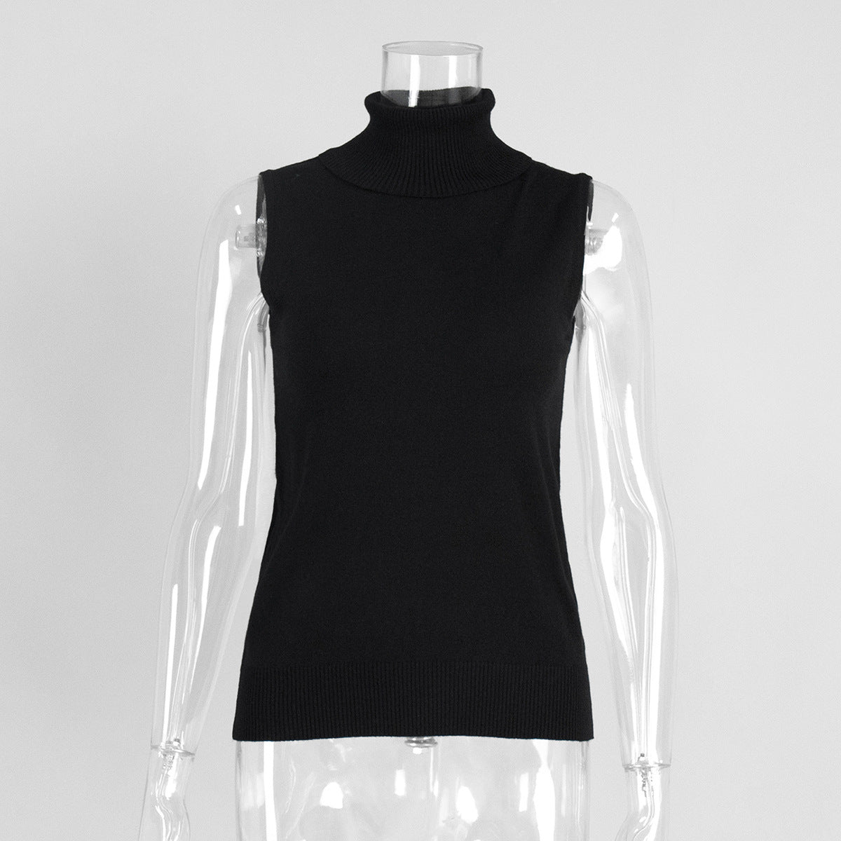 Womens Turtleneck Sleeveless Base Layer Top Sweater Cardigan Set