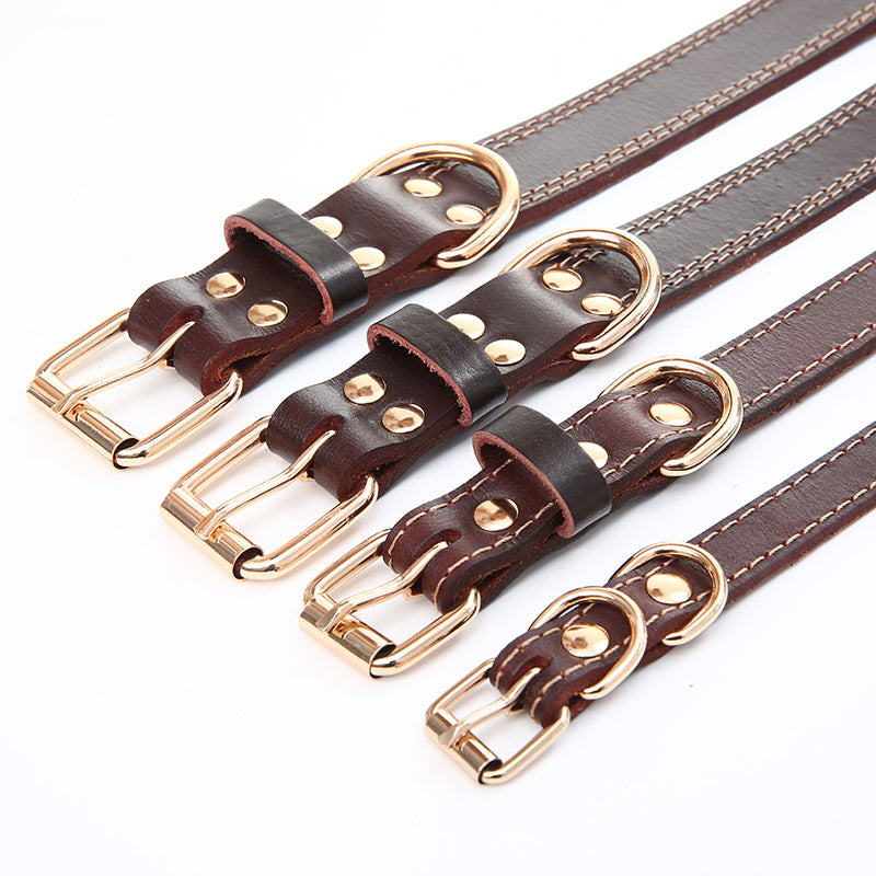 Pet Top Layer Cowhide Leather Neck Ring