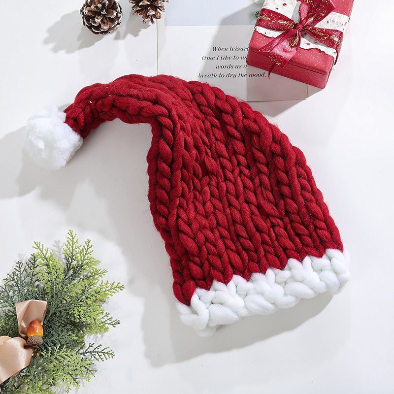Christmas Hat Coarse Fur Knitted Hat Cute Warm