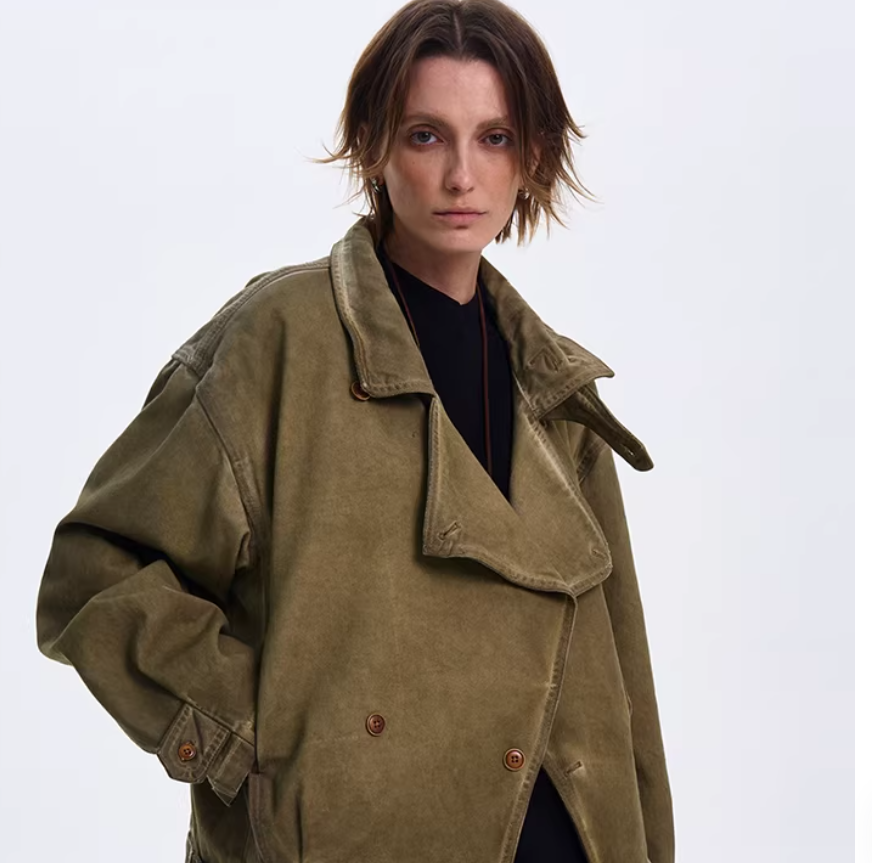 American Style Washed And Distressed Silhouette Jacket