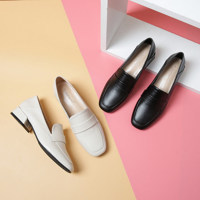 Women's Inner Height Increase Small Leather Soft Bottom Casual Loafer Shoes