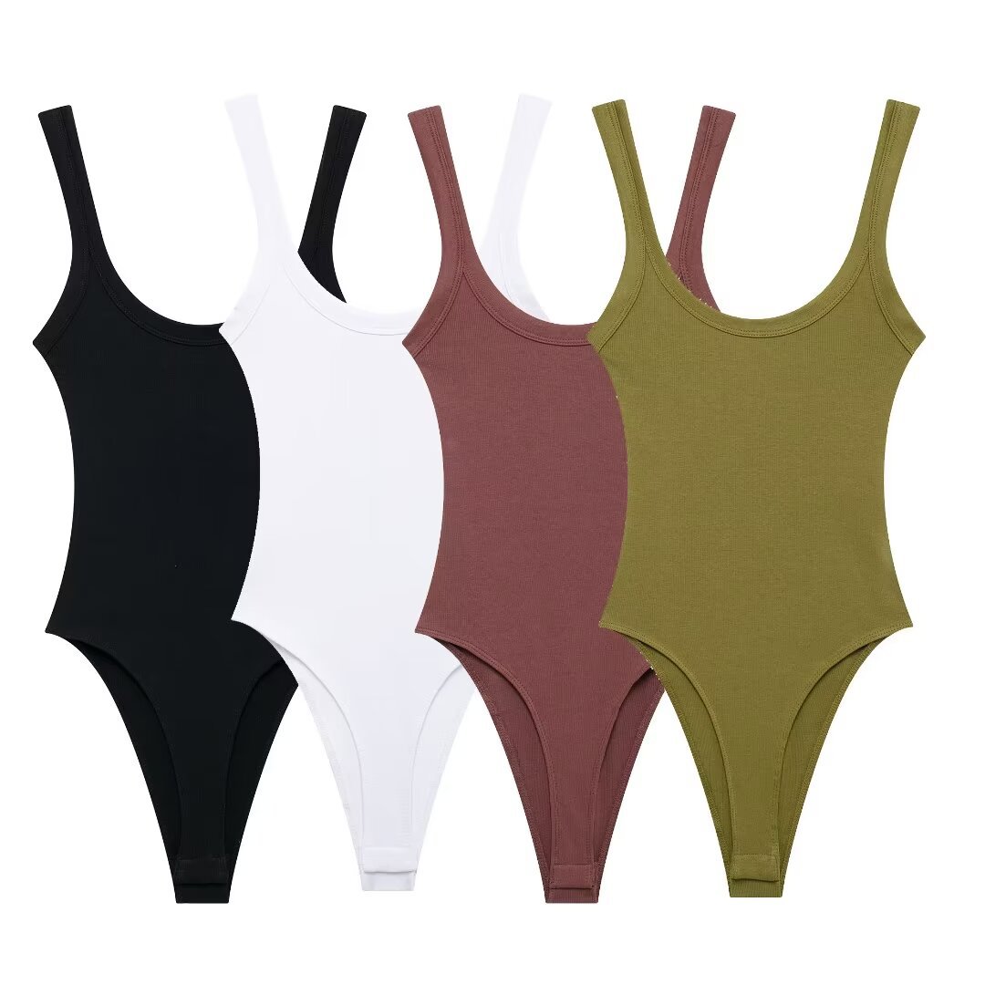 Women's Fashion Simple Slim Rib Jumpsuit