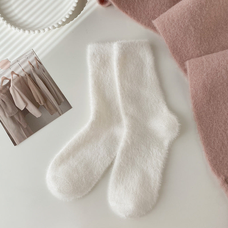Women's Fashion Embroidered Mink Fur Socks