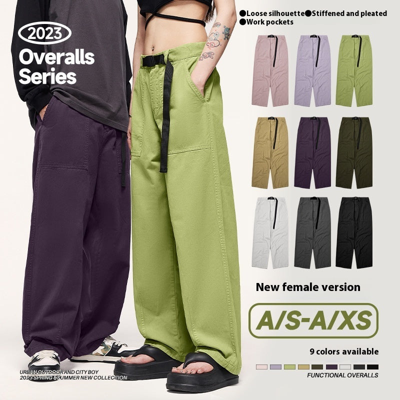Mid-waist New Loose Cargo Wide-leg Trousers