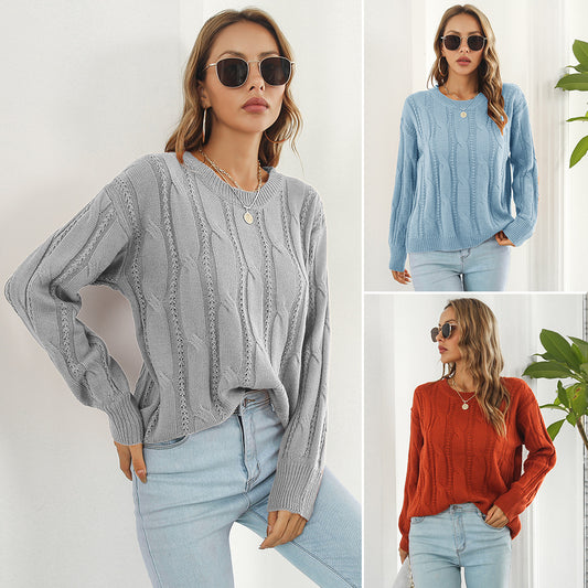 Twist Hollow Loose Long Sleeve Casual Knitted
