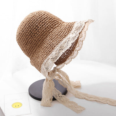 Lace Lace Sweet Sunshade Straw Hat Outdoor Sunscreen