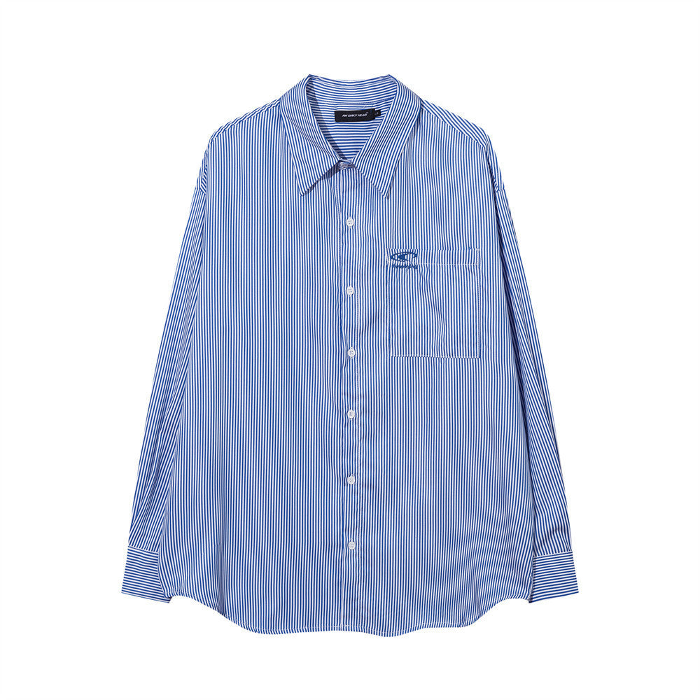 Vertical Striped Long-sleeved Shirt Men's Autumn Loose American Style